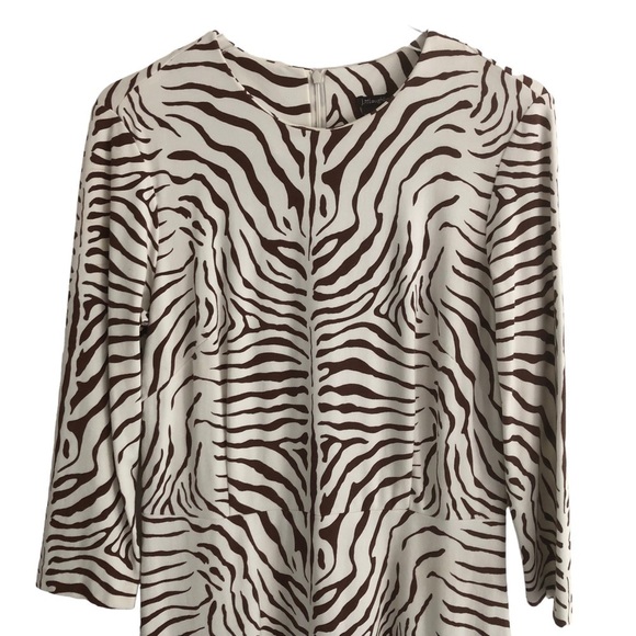 J McLaughlin Brown Cream Zebra Print Dress Medium - Picture 4 of 11